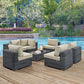 Modway EEI-1897-GRY-BEI-SET Summon 7-Piece Outdoor Patio Sectional Set with Sunbrella Cushions in Canvas Antique Beige