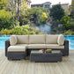 Modway Summon 5-pc Outdoor Patio Sectional Set With Sunbrella Cushions in Canvas Antique Beige MDY-EEI-1904-GRY-BEI-SET