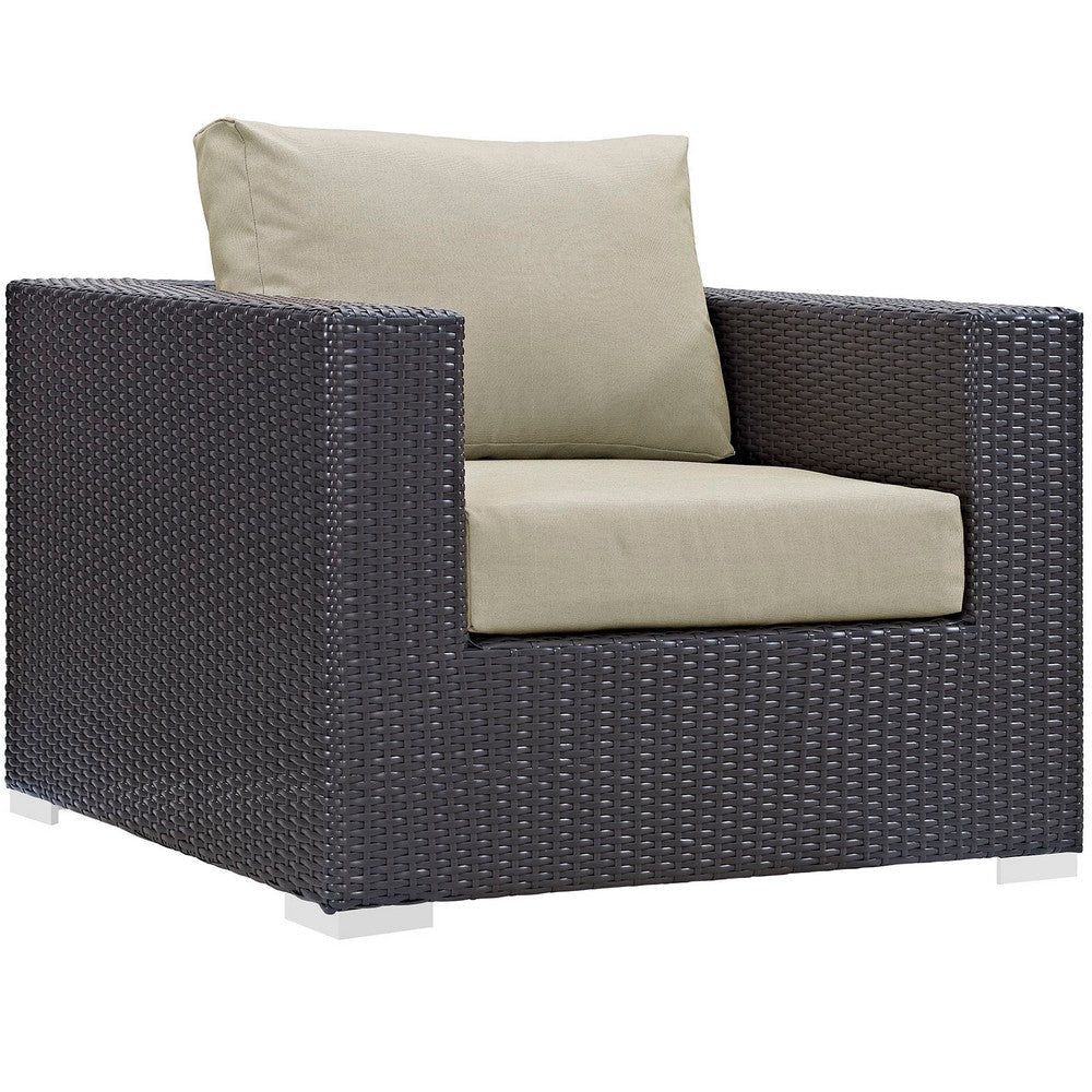 Modway Convene Wicker Rattan Outdoor Patio Armchair in Espresso Beige