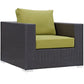 Modway Convene Wicker Rattan Outdoor Patio Arm Chair with Cushions in Espresso Peridot