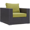 Modway Convene Wicker Rattan Outdoor Patio Arm Chair with Cushions in Espresso Peridot