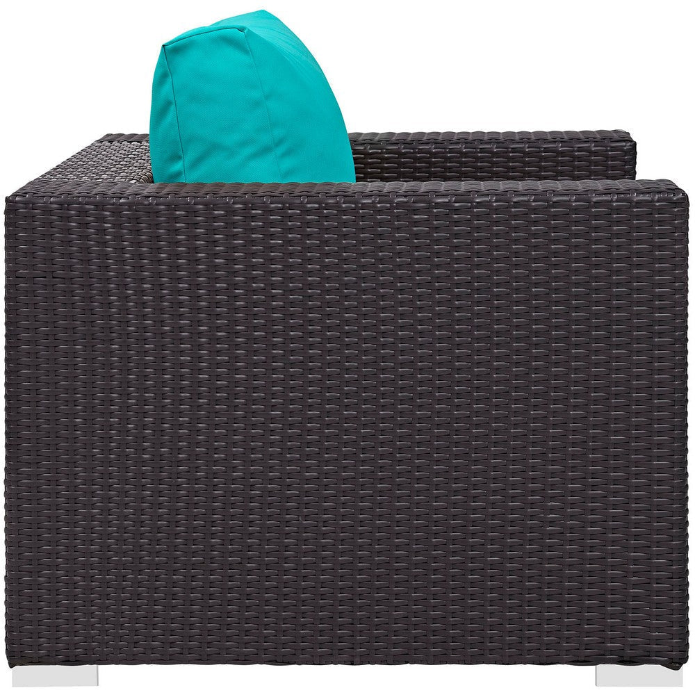 Modway Convene Wicker Rattan Outdoor Patio Armchair in Espresso Turquoise MDY-EEI-1906-EXP-TRQ