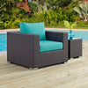 Modway Convene Wicker Rattan Outdoor Patio Armchair in Espresso Turquoise MDY-EEI-1906-EXP-TRQ