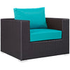 Modway Convene Wicker Rattan Outdoor Patio Armchair in Espresso Turquoise