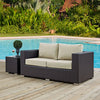 Modway Convene Wicker Rattan Outdoor Patio Loveseat with Cushions in Espresso Beige MDY-EEI-1907-EXP-BEI