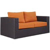 Modway Convene Wicker Rattan Outdoor Patio Loveseat with Cushions in Espresso Orange