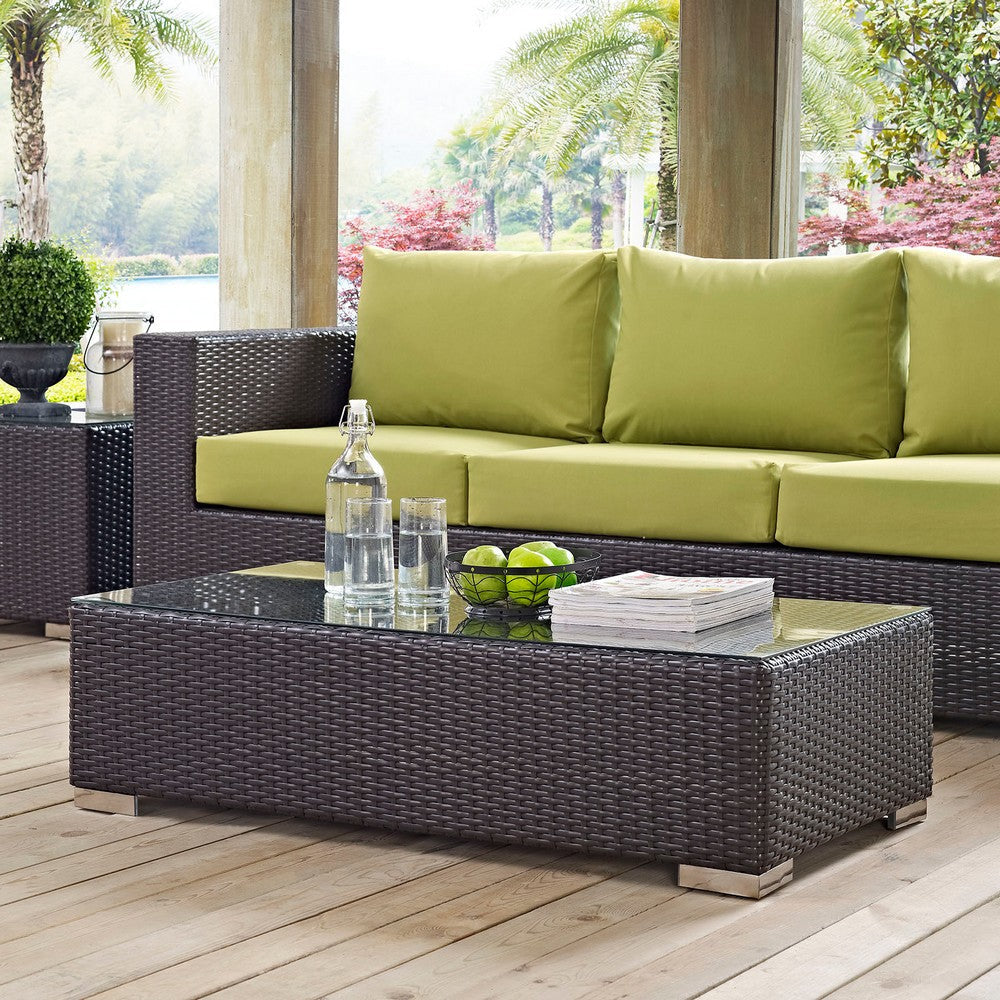 Modway Convene Wicker Rattan Outdoor Patio Coffee Table in Espresso