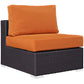 Modway Convene Wicker Rattan Outdoor Patio Sectional Sofa Armless Chair in Espresso Orange