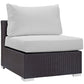 Modway Convene Wicker Rattan Outdoor Patio Sectional Sofa Armless Chair in Espresso White