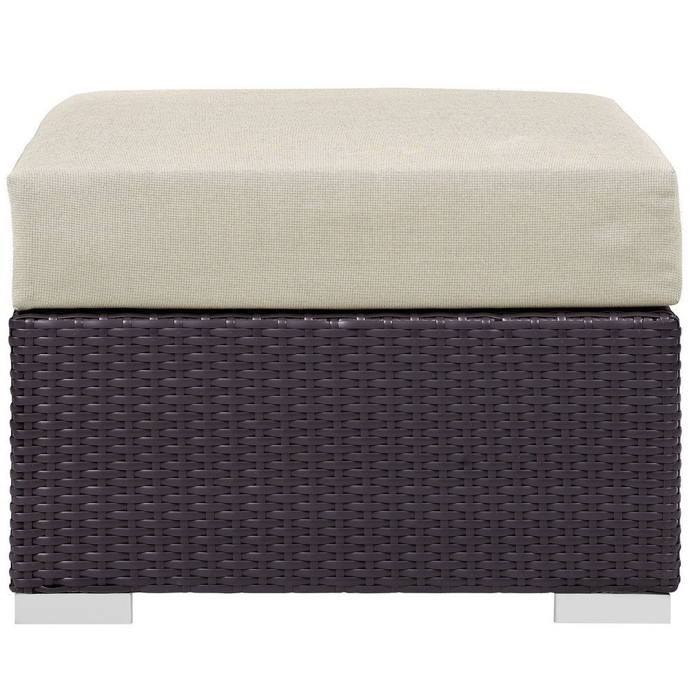 Beige Convene Outdoor Patio Fabric Square Ottoman - No Shipping Charges MDY-EEI-1911-EXP-BEI