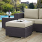 Modway Convene Wicker Rattan Outdoor Patio Square Ottoman in Espresso Beige