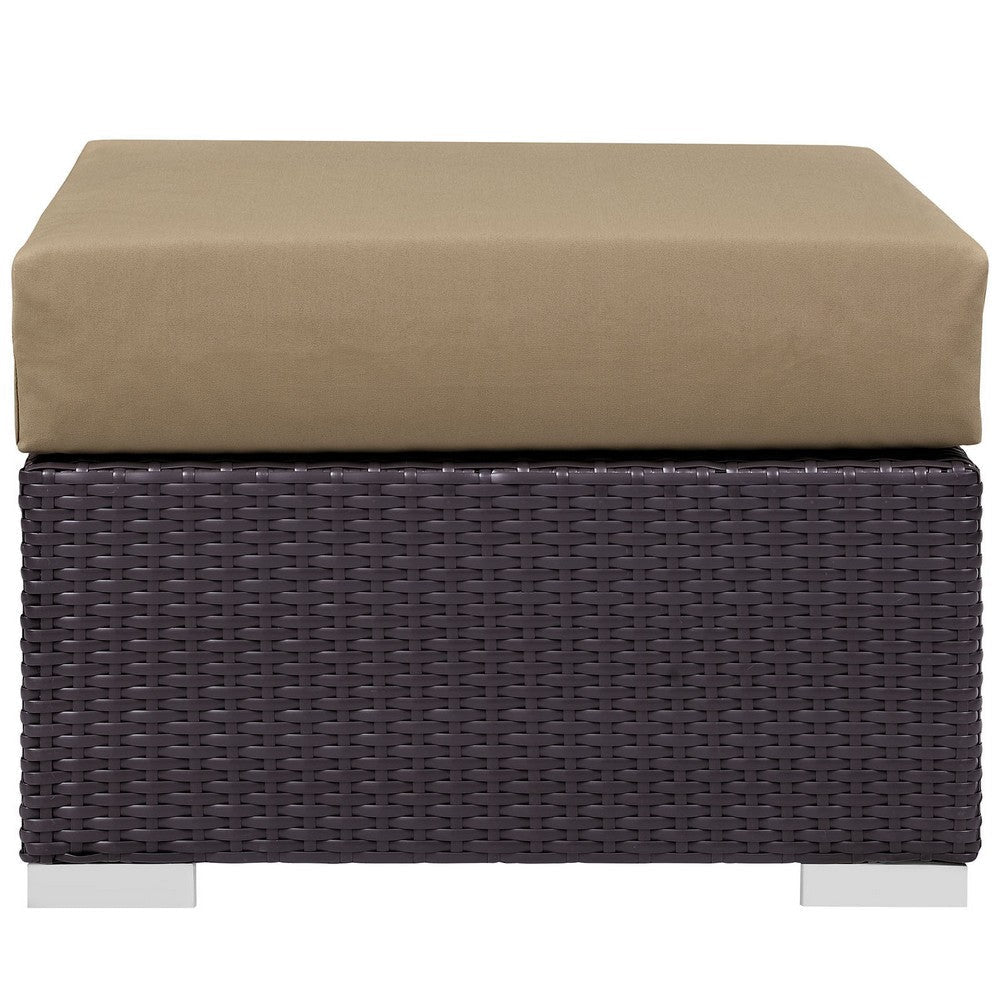 Mocha Convene Outdoor Patio Fabric Square Ottoman - No Shipping Charges MDY-EEI-1911-EXP-MOC