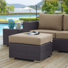 Modway EEI-1911-EXP-MOC Convene Patio Fabric Square Ottoman Outdoor Furniture, Espresso Mocha