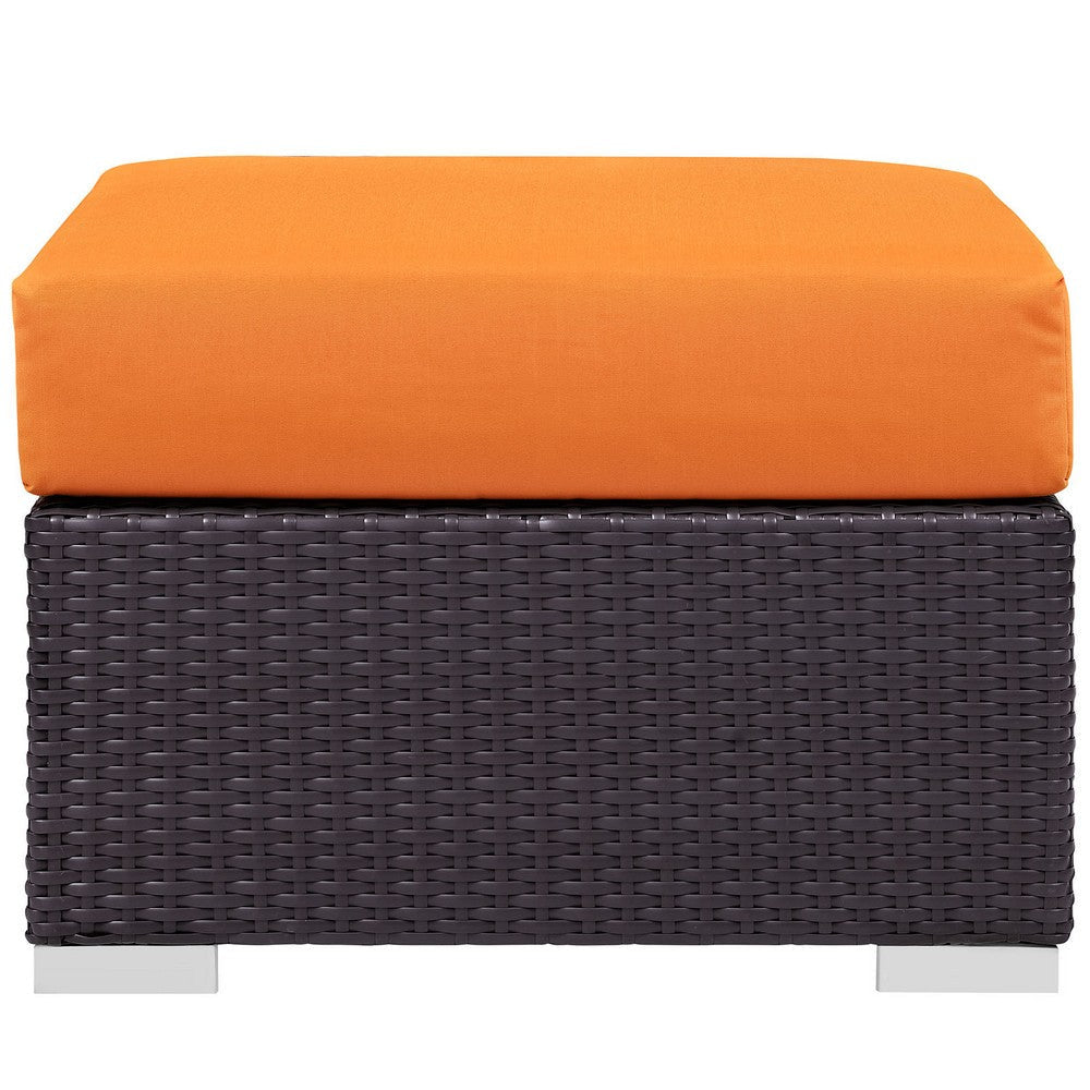 Orange Convene Outdoor Patio Fabric Square Ottoman - No Shipping Charges MDY-EEI-1911-EXP-ORA