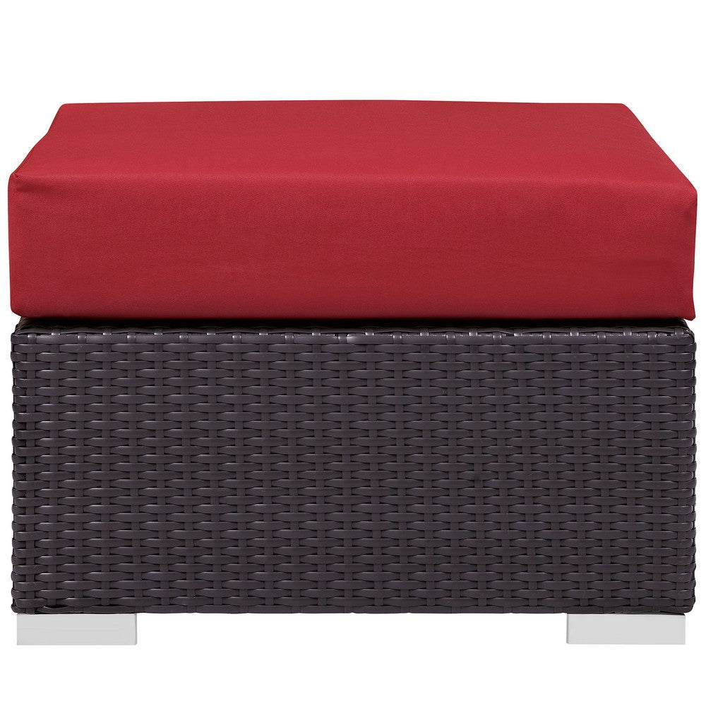 Red Red Convene Outdoor Patio Fabric Square Ottoman - No Shipping Charges MDY-EEI-1911-EXP-RED