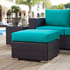 Modway Convene Wicker Rattan Outdoor Patio Square Ottoman in Espresso Turquoise