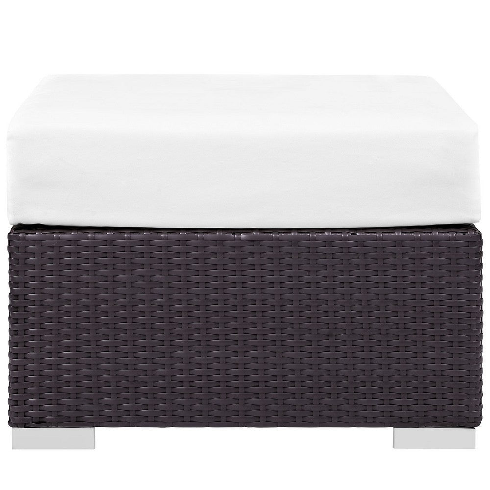 White Convene Outdoor Patio Fabric Square Ottoman - No Shipping Charges MDY-EEI-1911-EXP-WHI