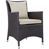 Modway Convene Wicker Rattan Outdoor Patio Dining Armchair With Cushion in Espresso Beige