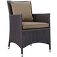 Modway Convene Wicker Rattan Outdoor Patio Dining Armchair with Cushion in Espresso Mocha