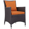 Modway Convene Wicker Rattan Outdoor Patio Dining Armchair with Cushion in Espresso Orange