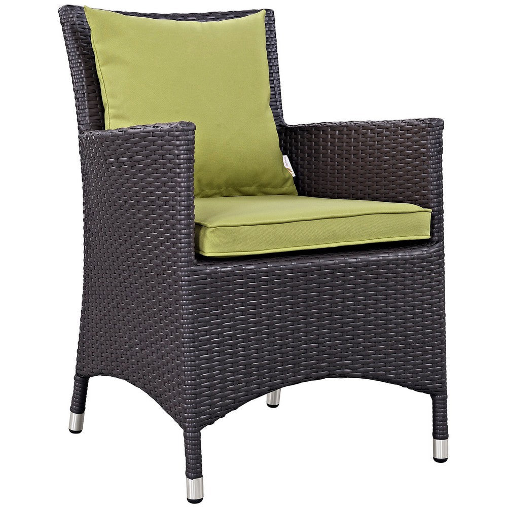 Modway Convene Wicker Rattan Outdoor Patio Dining Armchair With Cushion in Espresso Peridot