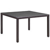 Modway Convene Wicker Rattan Outdoor Patio 47" Square Dining Table in Espresso