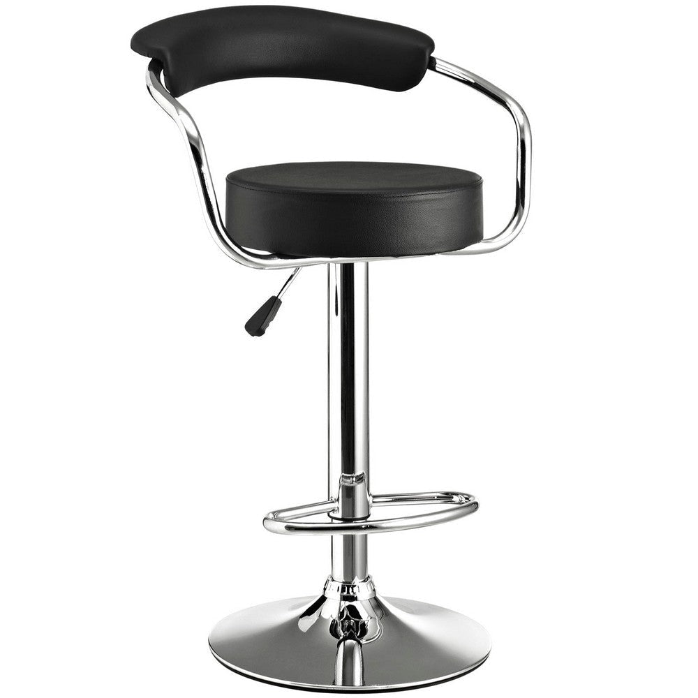 Modway Diner Vintage Modern Faux Leather Upholstered Adjustable Swivel Bar Stool in Black MDY-EEI-192-BLK