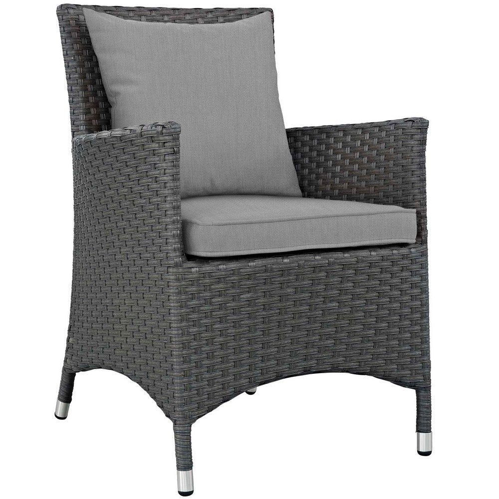 Modway Sojourn Wicker Rattan Outdoor Patio Sunbrella Fabric Dining Chair in Canvas Gray