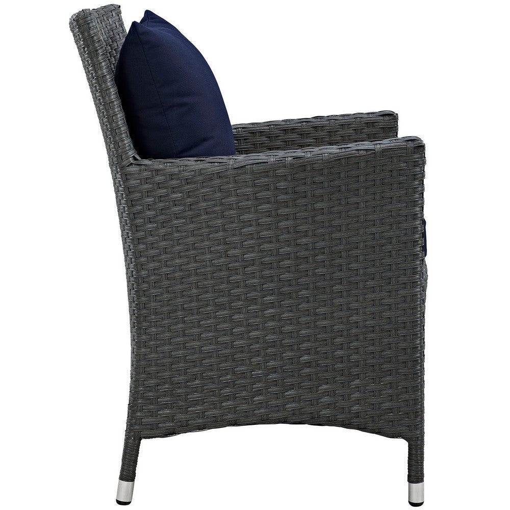 Canvas Navy Sojourn Dining Outdoor Patio Sunbrella Armchair - No Shipping Charges MDY-EEI-1924-CHC-NAV