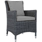 Modway Summon Wicker Rattan Outdoor Patio Sunbrella Dining Armchair in Canvas Gray