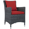 Modway Summon Wicker Rattan Outdoor Patio Sunbrella Dining Armchair in Canvas Red