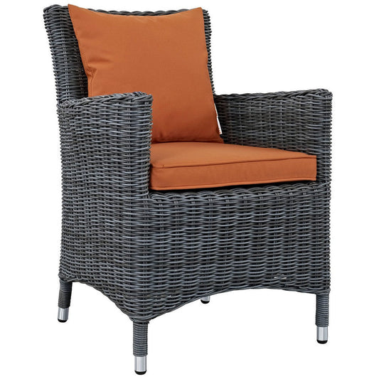 Modway Summon Wicker Rattan Outdoor Patio Sunbrella Dining Armchair in Canvas Tuscan