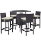 Modway Convene Wicker Rattan 5-Piece Outdoor Patio Pub Bistro Set in Espresso Beige