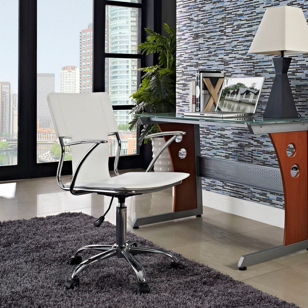 Modway Studio Faux Leather Swivel Task Office Chair in White