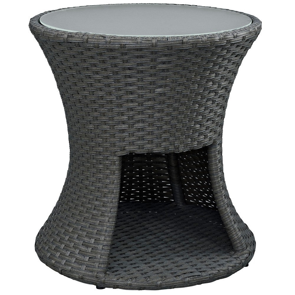 Modway Sojourn Wicker Rattan Outdoor Patio Side End Table in Chocolate