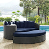 Modway Sojourn Wicker Rattan Outdoor Patio Sunbrella Fabric Daybed in Canvas Navy MDY-EEI-1982-CHC-NAV