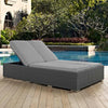 Modway Sojourn Wicker Rattan Outdoor Patio Sunbrella Fabric Double Chaise in Chocolate Gray MDY-EEI-1983-CHC-GRY