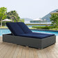 Modway Sojourn Wicker Rattan Outdoor Patio Sunbrella Fabric Double Chaise in Chocolate Navy MDY-EEI-1983-CHC-NAV