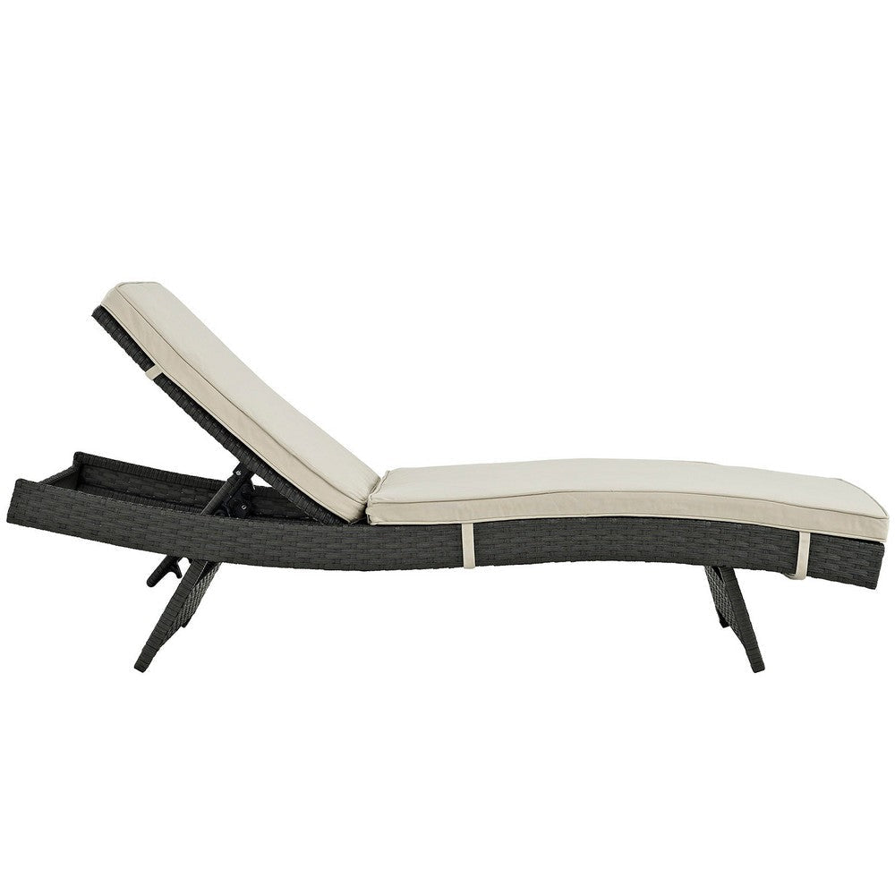 Antique Canvas Beige Sojourn Outdoor Patio Sunbrella Chaise - No Shipping Charges MDY-EEI-1985-CHC-BEI