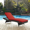 Modway Sojourn Wicker Rattan Outdoor Patio Sunbrella Fabric Chaise Lounge in Canvas Red