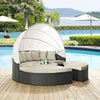 Modway Sojourn Outdoor Patio Sunbrella Sectional Daybed with Canopy in Antique Canvas Beige MDY-EEI-1986-CHC-BEI-SET