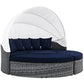 Modway Summon Outdoor Patio Daybed with Canopy and Sunbrella Cushions in Canvas Navy