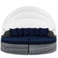 Modway Summon Outdoor Patio Daybed with Canopy and Sunbrella Cushions in Canvas Navy MDY-EEI-1997-GRY-NAV-SET