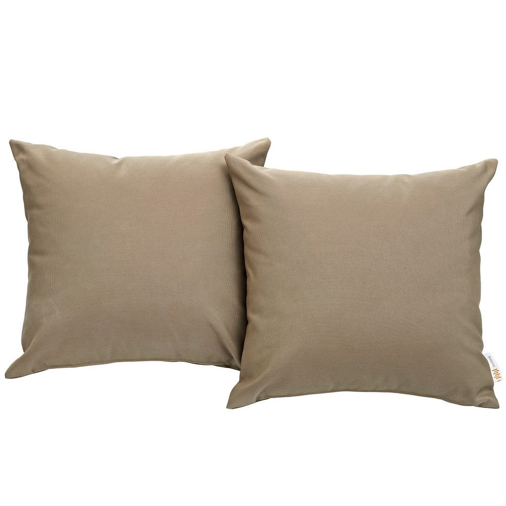 Modway Convene Outdoor Patio All-Weather Pillow in Mocha - Set of 2