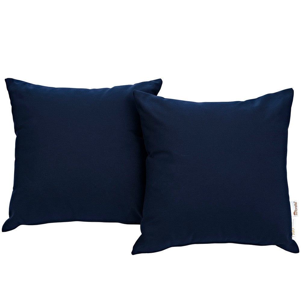 Modway Summon Outdoor Patio Two All-Weather Decor Throw Pillows Sunbrella® Fabric in Navy