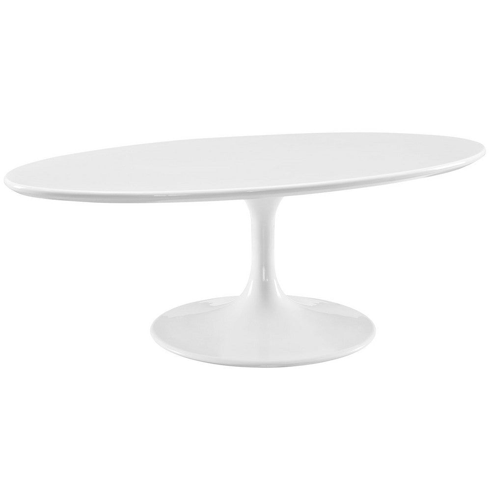 Modway Lippa Mid-Century Modern 48’’ Oval Coffee Table in White MDY-EEI-2018-WHI