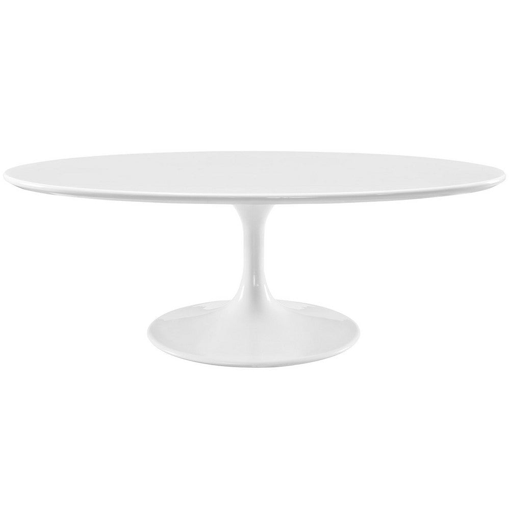 Modway Lippa Mid-Century Modern 48" Oval Coffee Table in White