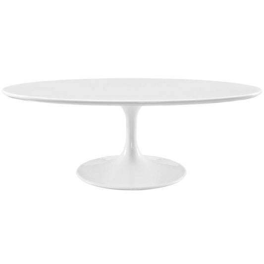 Modway Lippa Mid-Century Modern 48" Oval Coffee Table in White