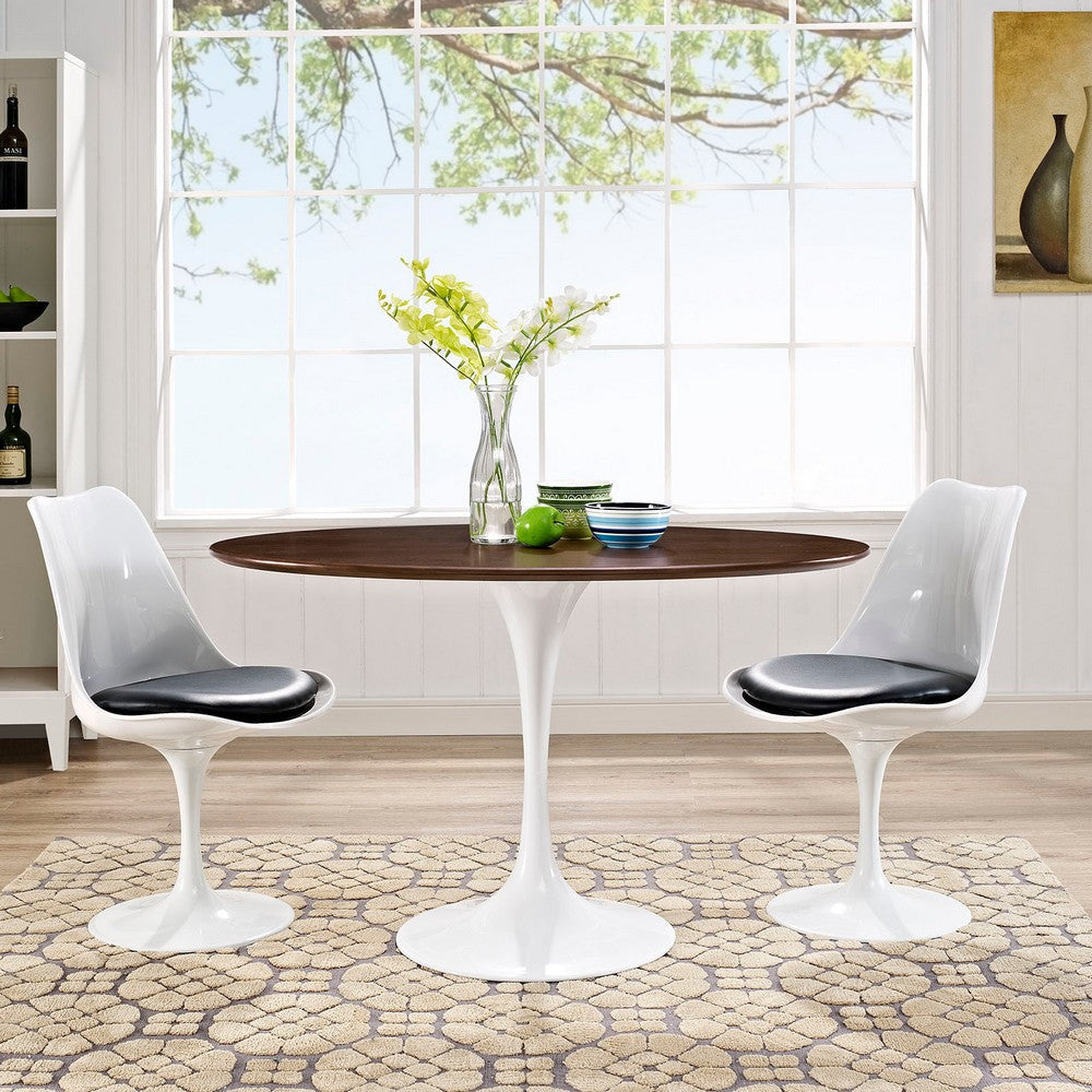 Modway Lippa 48’’ Mid-Century Modern Dining Table with Oval Top in Walnut MDY-EEI-2019-WAL