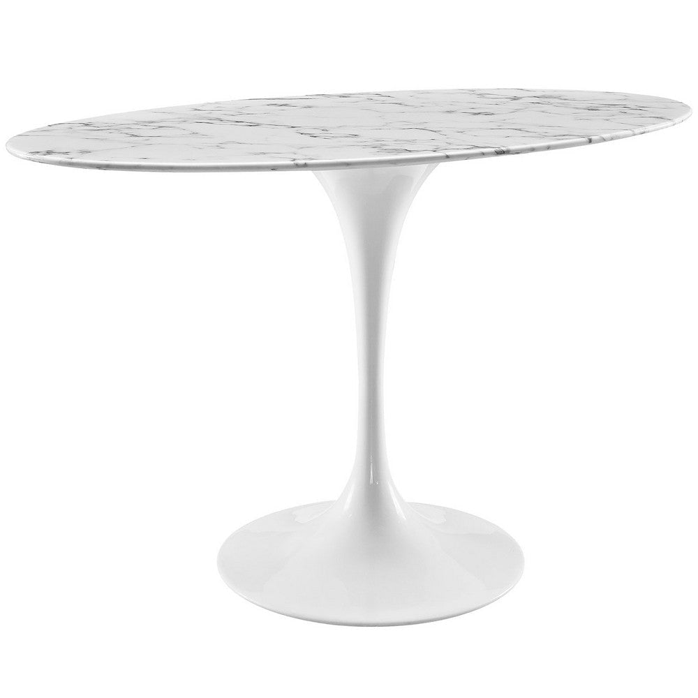 White Lippa 48’ Oval-Shaped Artificial Marble Dining Table - No Shipping Charges MDY-EEI-2021-WHI